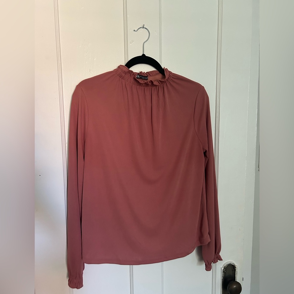 Zara Mauve Long Sleeve Blouse